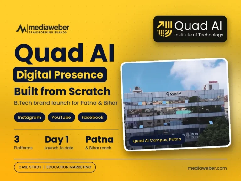 Mediaweber social media marketing case study for Quad AI, a B.Tech institution in Patna, Bihar